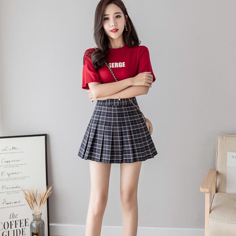 チェック服 チェック柄プリーツミニスカート