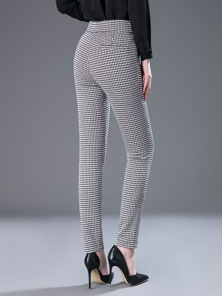 チェック柄ファッション 美シルエット チェック柄スリムパンツ