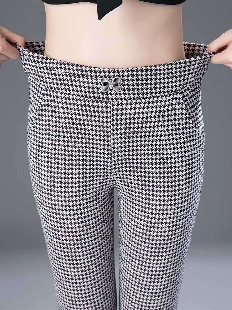 チェック柄ファッション 美シルエット チェック柄スリムパンツ