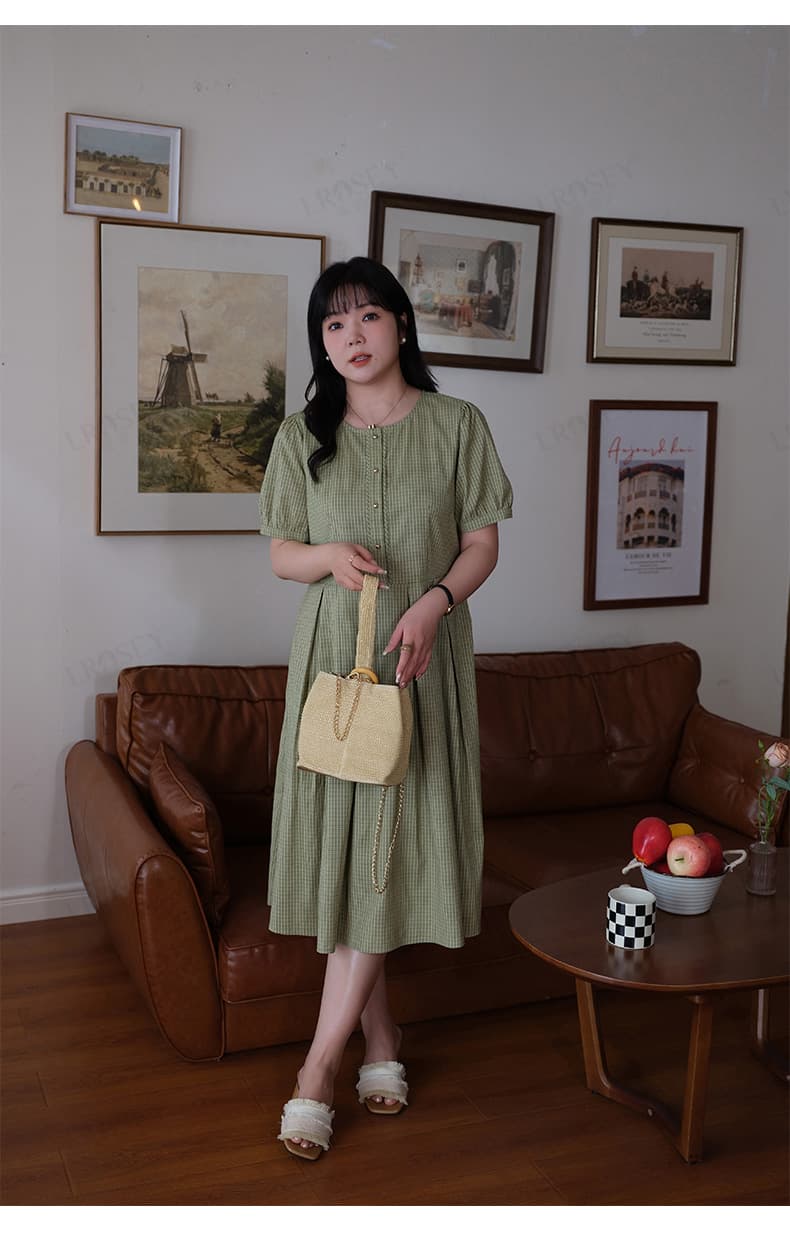 チェック服 チェック柄プリーツフレアワンピース