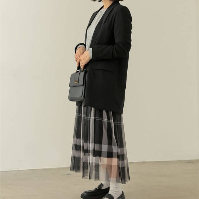チェック 服 スカートチェック柄プリーツロング丈スカート