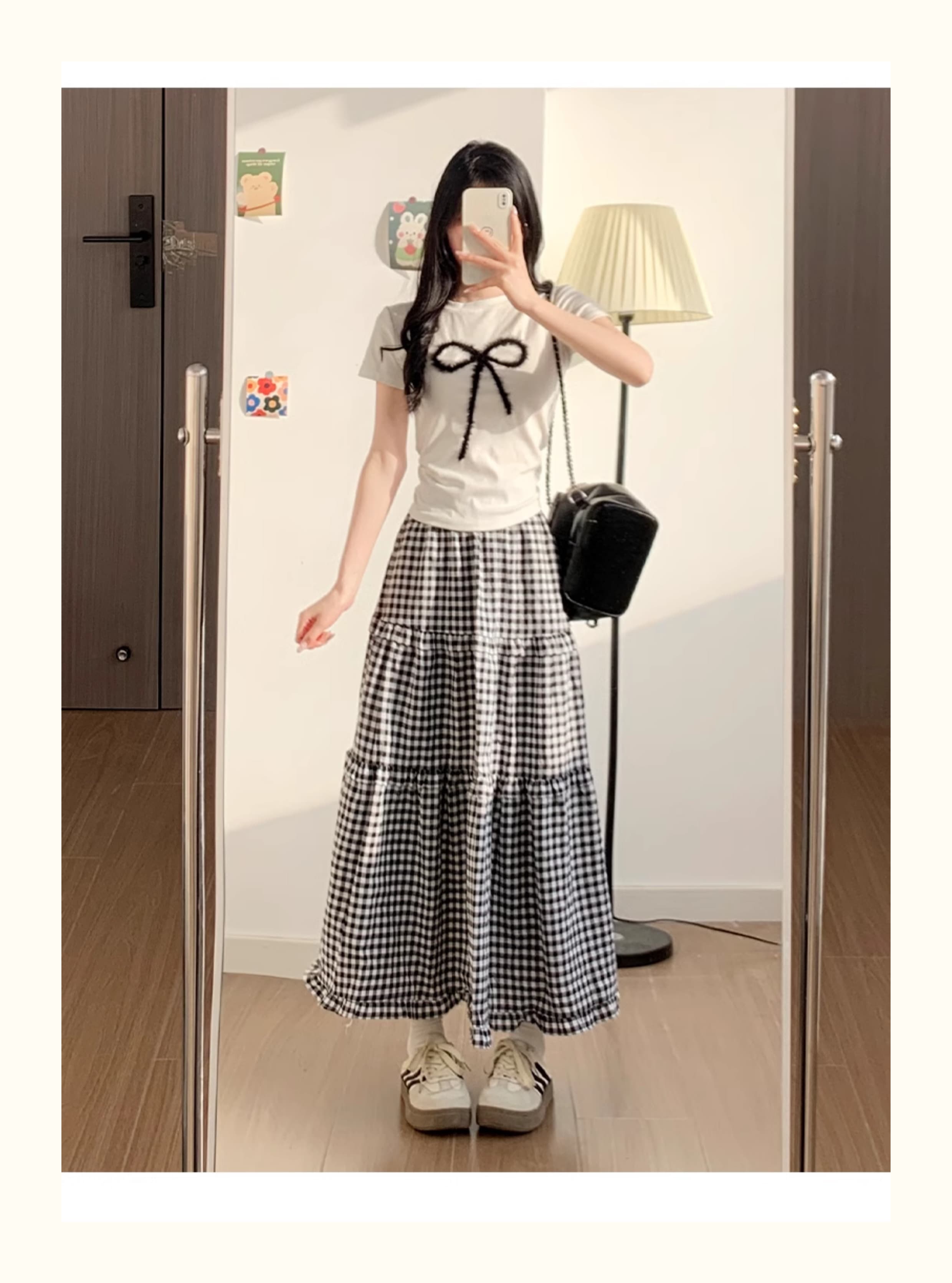 チェック服 ティアードフリル格子柄スカート