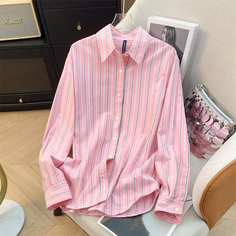 チェック柄ファッション ストライプ柄オーバーサイズシャツ