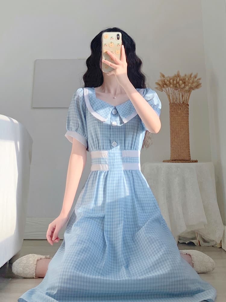チェック服 清楚感漂うチェック柄ワンピース