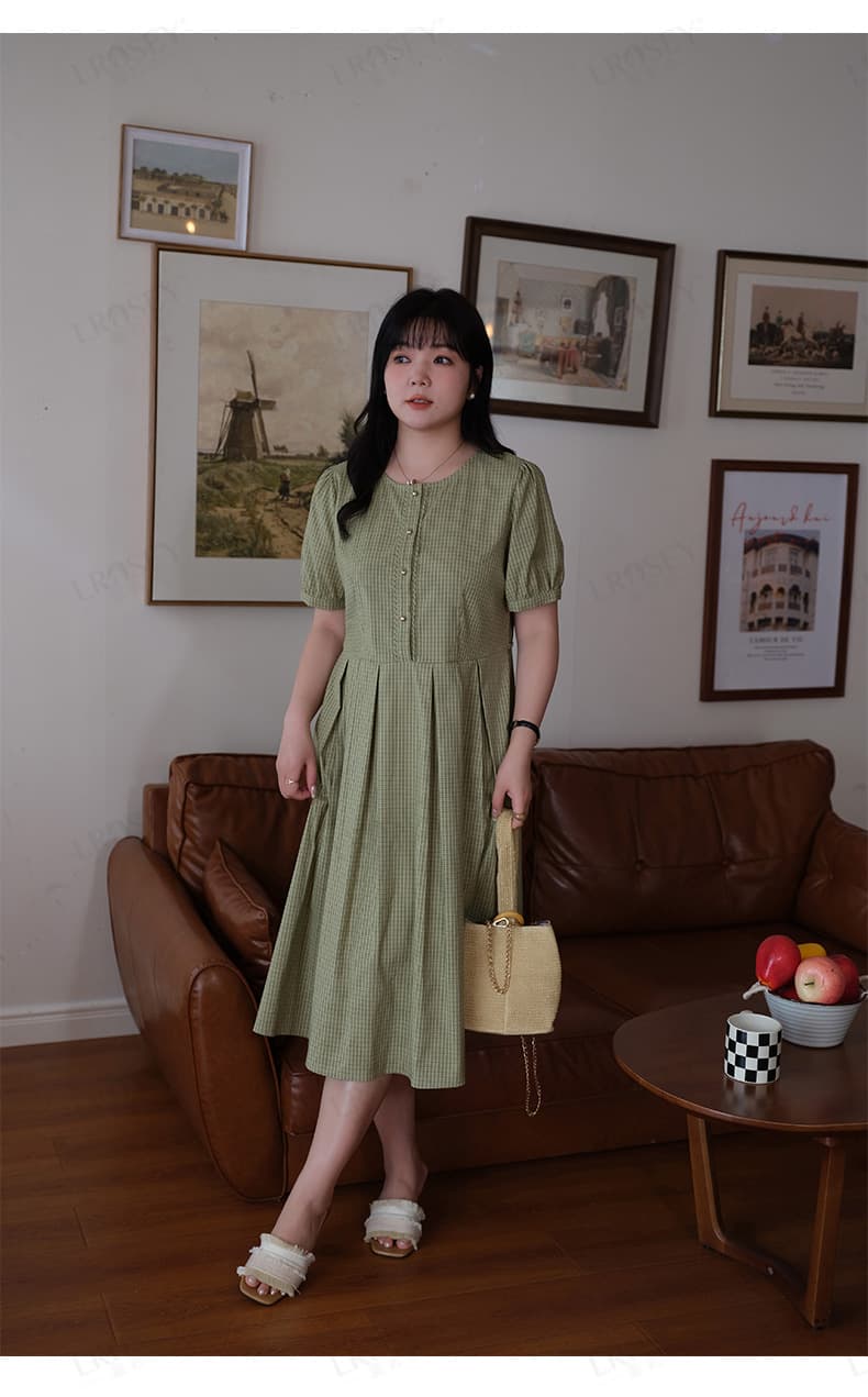 チェック服 チェック柄プリーツフレアワンピース