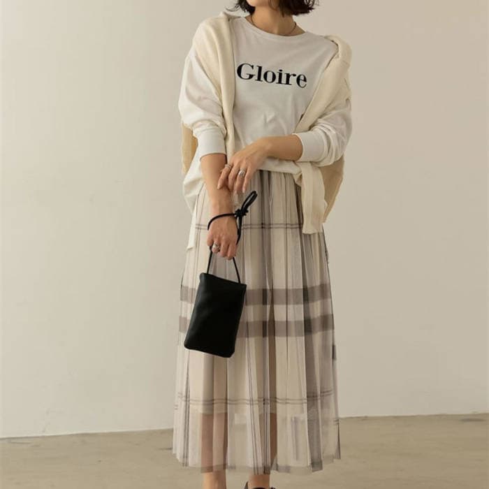 チェック 服 スカートチェック柄プリーツロング丈スカート
