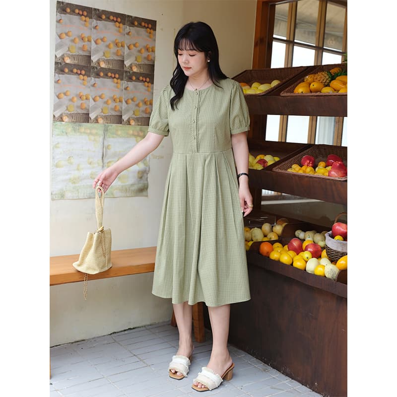 チェック服 チェック柄プリーツフレアワンピース